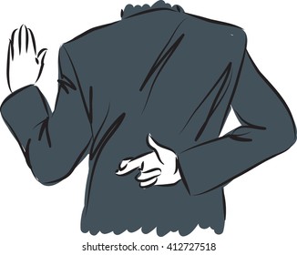 businessman swearing and crossing fingers concept illustration