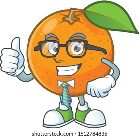 Businessman sweet orange cartoon mascot for juice