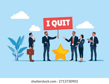 Hombre de negocios para cambiar campos con una fuerte calidad personal. Ilustración plana de Vector