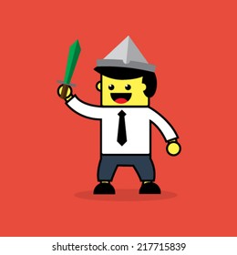 Businessman with sword.