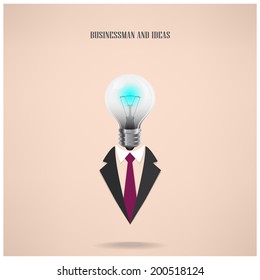 businessman symbol with creative light bulb sign ,design for poster flyer cover brochure,education concept ,business idea .vector illustration