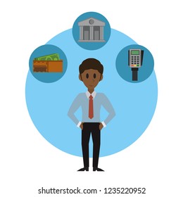 Businessman and symbols
