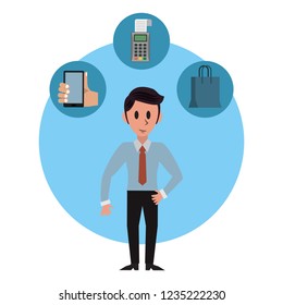 Businessman and symbols