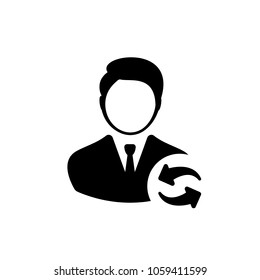 Businessman & Sync Arrows. Update, refresh icon