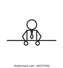Businessman at the table, icon, vector illustration eps10 .minimal style