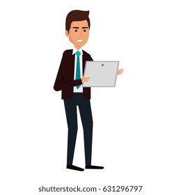 businessman with tablet avatar character icon