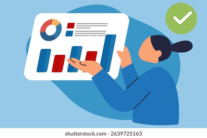 Businessman with tablet flat vector illustration of mobile technology communication network	