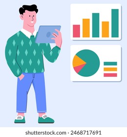 Hombre de negocios con la tabla gráfica de la tableta estadística analítica - éxito líder hombre ejecutar negocio
