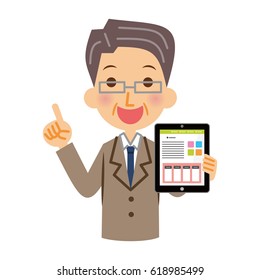 Businessman and tablet PC.