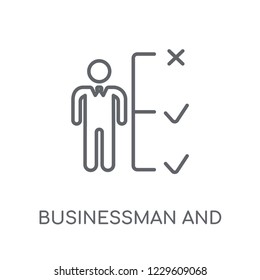 Businessman and tactics linear icon. Modern outline Businessman and tactics logo concept on white background from Productivity collection. Suitable for use on web apps, mobile apps and print media.