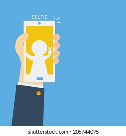 Businessman Take Selfie,Vector.