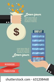 Businessman Takeover Company Business Infographic. Business Concept