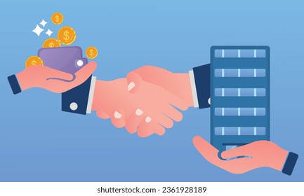 businessman takes over company business.on blue background.Vector Design Illustration.