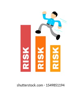 Businessman Takes A Risk In Order To Achieve The Goal Cartoon Doodle Flat Design Style Vector Illustration