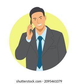 Businessman taking a call. Vector image