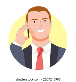 Businessman taking a call. Vector image