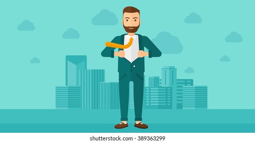 Empresario sacando la chaqueta.