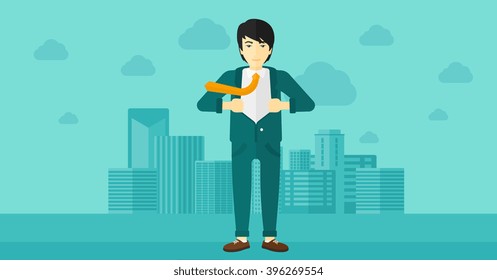 Businessman taking off jacket.