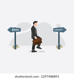 Businessman taking safety way design vector illustration