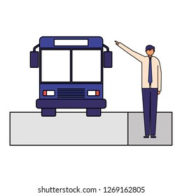 businessman taking transport bus