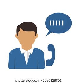 Businessman with talk bubble icon on white background 