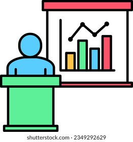 Businessman talk presentation with a growth bar