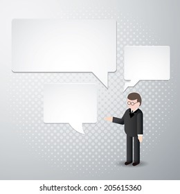 Businessman talk with speech bubble icon. With free space for your text.