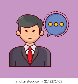 businessman talk Vector illustration on a transparent background.Premium quality symbols. vector line flat  icon for concept and graphic design.