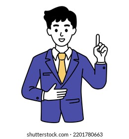 empresario hablando de tener una gran idea. concepto creativo. ilustración vectorial aislada contorno dibujo a mano de dibujo de la línea de doodle personaje de diseño de dibujos animados.