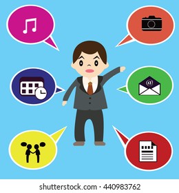 Businessman talking about his idea