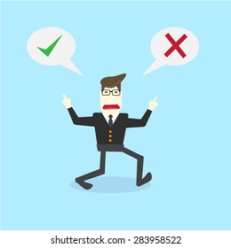 businessman talking about right and incorrect