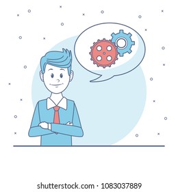 Businessman talking with bubble