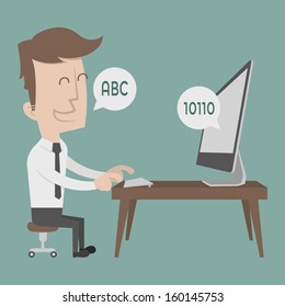 Businessman talking to a computer , eps10 vector format