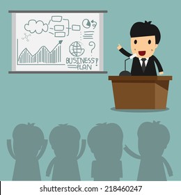 Businessman talking and explaining Business Planning