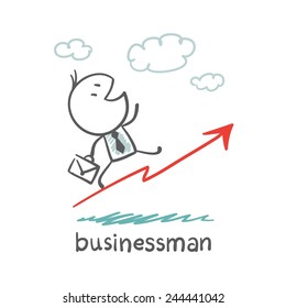 businessman talking on the up arrow illustration