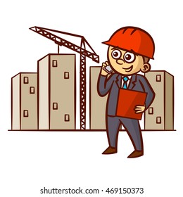 Businessman Talking On The Phone at the Construction Site