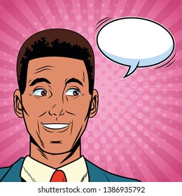 Businessman talking pop art cartoon