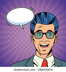 Businessman talking pop art cartoon