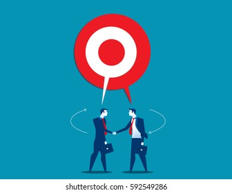 Businessman talking with shared target speech bubble. Concept business illustration