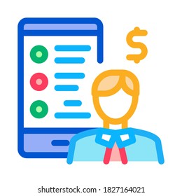 businessman talking smartphone icon vector. businessman talking smartphone sign. color symbol illustration