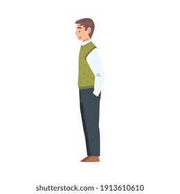 Businessman Talking to Someone, Man Talking or Sharing Impressions Cartoon Style Vector Illustration