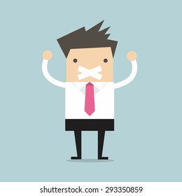Businessman tape on his mouth