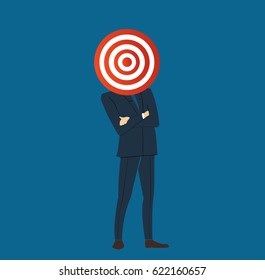 businessman with target archery head vector 