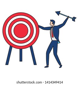 businessman and target arrow strategy vector illustration