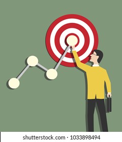 businessman with target and chart