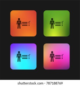 Businessman tasks items list four color gradient app icon design
