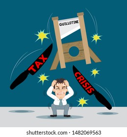 Businessman in tax crisis business, illustration vector cartoon
