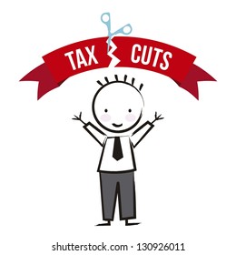 businessman with tax icon over white background. vector