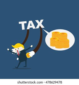 businessman tax payment deduction problem. Business Concept vector Illustration.