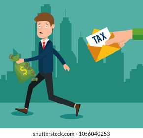 businessman with tax set icons